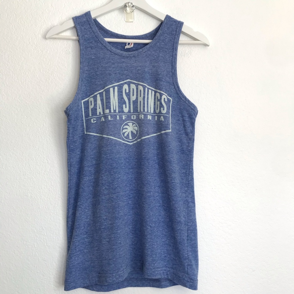 Palm Springs S blue tank top